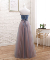 Cute Tulle Sweetheart Neck Prom Dress Outfits For Girls, Gray Blue Long Formal Dress