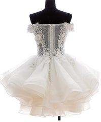 Cute White Organza Layers Short Prom Dress Outfits For Girls, New Party Dress