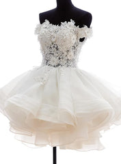Cute White Organza Layers Short Prom Dress Outfits For Girls, New Party Dress