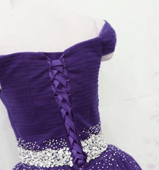Dark Purple Tulle Long Prom Dresses For Black girls For Women, Junior Prom Dress