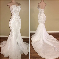 Different Sweetheart Mermaid White Summer Wedding Dresses For Black girls on Sale