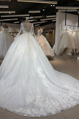 Elegant Long Ball Gown Sweetheart Tulle Wedding Dress Outfits For Women with Sleeves