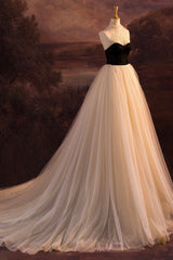 Elegant Tulle Long A-Line Prom Dress Outfits For Girls, Evening Party Dress