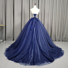 Gorgeous Blue Ball Gown Sweet 16 Party Dress Outfits For Girls, Blue Handmade Formal Gown
