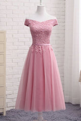 Gorgeous Pink A Line Lace Off Shoulder Prom Dress Outfits For Girls,Cheap evening Dresses For Black girls For Women,Sexy Formal Dress