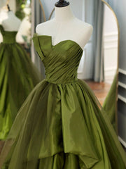 Green Long Prom Dresses For Black girls For Women, Green Satin Formal Long Evening Dress