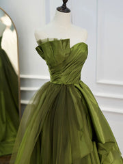 Green Long Prom Dresses For Black girls For Women, Green Satin Formal Long Evening Dress