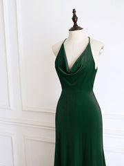 Green Mermaid Velvet Long Prom Dress Outfits For Girls, Green Formal Evening Dresses
