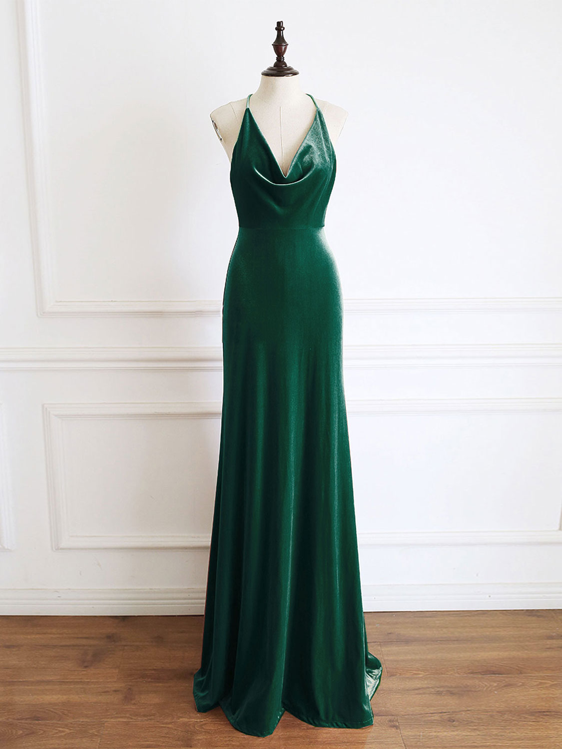 Green Mermaid Velvet Long Prom Dress Outfits For Girls, Green Formal Evening Dresses