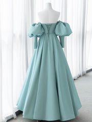 Green Sweetheart Neck Satin Long Prom Dress Outfits For Girls, Green Formal Evening Dresses