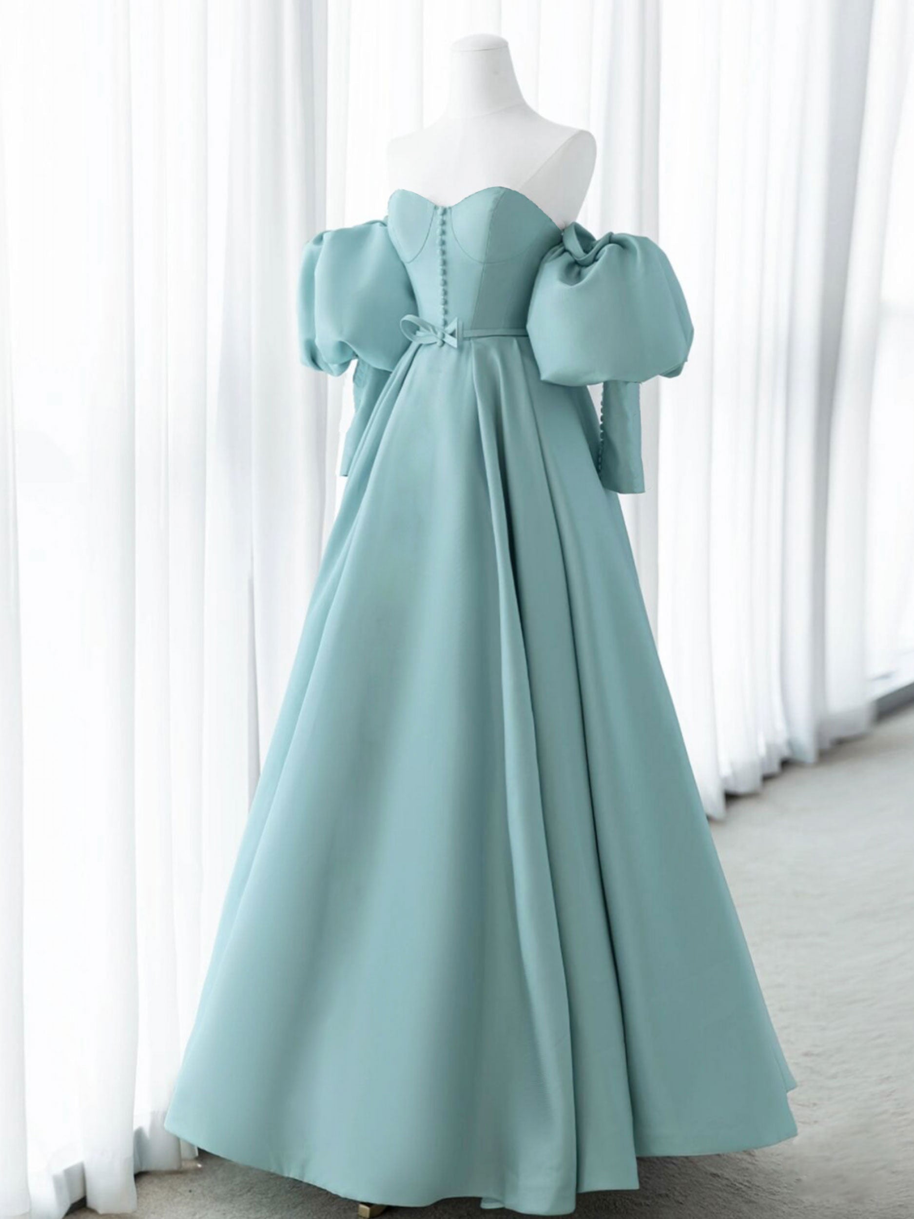 Green Sweetheart Neck Satin Long Prom Dress Outfits For Girls, Green Formal Evening Dresses