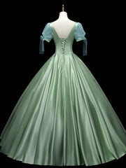Green Sweetheart Neck Satin Long Prom Dresses For Black girls For Women, Green Sweet 16 Dresses