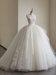 Light Champagne Ball Gown Tulle Sweetheart Long Prom Dress, Beautiful Formal Dress Sweet 16 Dress