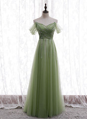 Light Green Beaded Sweetheart Long Party Dress Outfits For Girls, Green Formal Dress Outfits For Women Prom Dress
