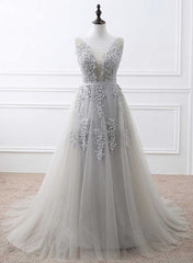 Light Grey High Quality Long Party Dress Outfits For Girls, New Prom Dress