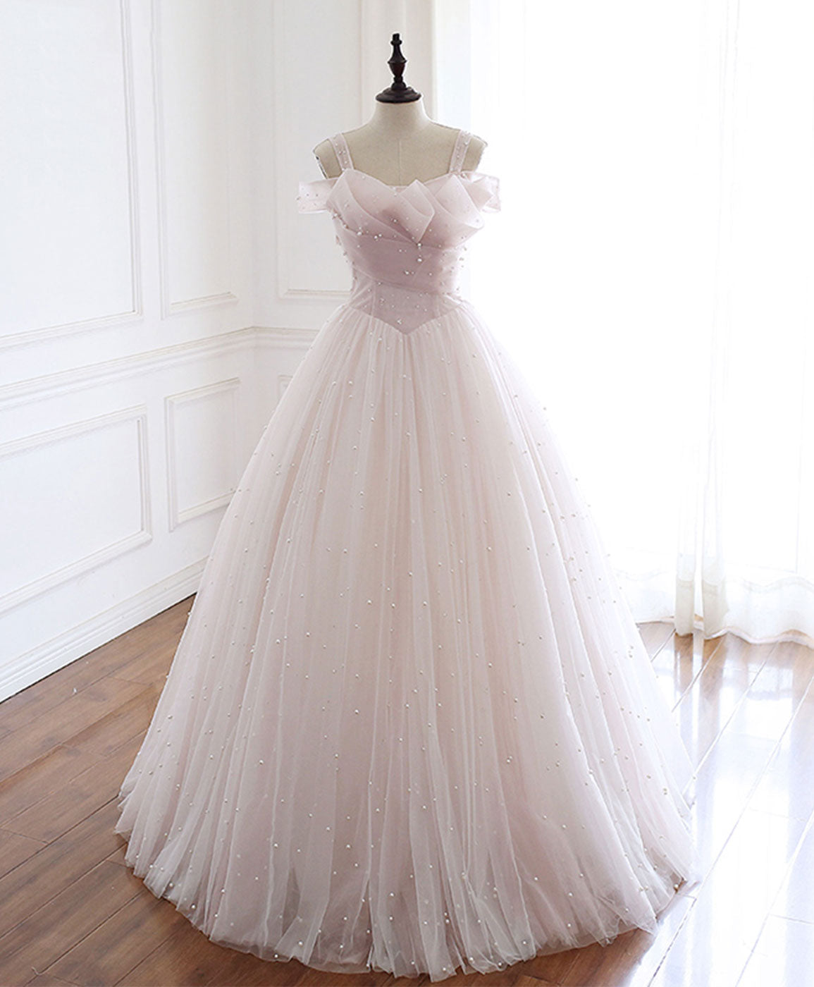 Light Pink Tulle Long Prom Dress Outfits For Women Pink Tulle Formal Graduation Dresses