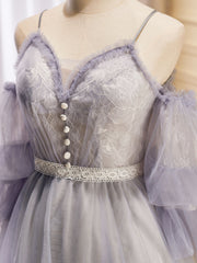 Light Purple A-Line Tulle Lace Short Prom Dresses For Black girls For Women, Light Purple Homecoming Dresses