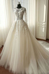 Long A-line Organza Lace Wedding Dresses For Black girls with Sleeves