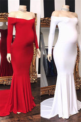 Long Mermaid Off-the-shoulder Pregnant Formal Evening Dress Outfits For Women with Sleeves