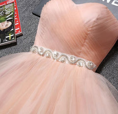 Lovely Cute Pink Sweetheart Homecoming Dress Outfits For Women with Belt, Short Prom Dress