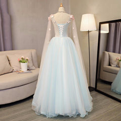 Lovely Light Blue A-line Floor Length Formal Dress Outfits For Girls, Sweet 16 Gowns
