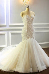 Mermaid Appliques Sweetheart Wedding Dresses For Black girls Sleeveless Tulle Pleated Bridal Gowns