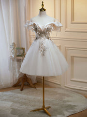 Mini/Short Light Champagne Prom Dress Outfits For Girls, Short Puffy Homecoming Dresses