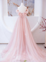 Pink Long prom Dress Outfits For Girls, Pink A line Formal Graduation Dresses