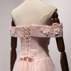 Pink Off Shoulder Handmade Formal Dresses For Black girls , Long Prom Dresses