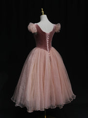 Pink Tulle Short Prom Dress Outfits For Girls, Pink Tulle Puffy Homecoming Dress
