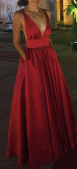 Charming A-Line/Princess Red Sweetheart Satin 2024 Prom Dresses