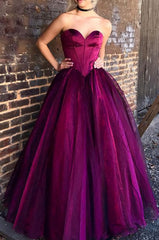 Stylish Sweetheart Purple Tulle Long Prom Dresses