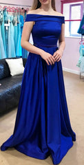 Gorgeous Off The Shoulder Long Royal Blue Simple Long Prom Dresses