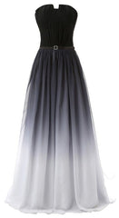 Hot Sales Navy Blue Ombre Gradient Chiffon Long Black Belt Ombre Black Gradient Custom Made Cheap Women Prom Dresses