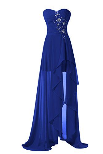 High Low Prom Dresses, Evening Gowns Modest Formal Dresses, New Fashion Blue Evening Gown High Low Evening Dress, Long Evening Gowns