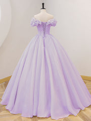 Purple A-Line Off Shoulder Long Prom Dresses For Black girls For Women, Purple Sweet 16 Dress