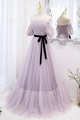 Purple Tulle Long A-Line Prom Dress Outfits For Girls, Purple Evening Formal Dress