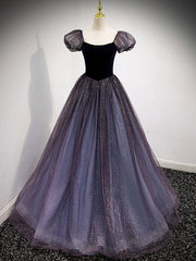 Purple Tulle Long Prom Dresses For Black girls For Women, Purple Formal Graduation Dresses