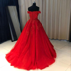 Red Off Shoulder Gorgeous Prom Dress Outfits For Girls, Lovely Formal Gowns , Party Dresses