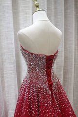 Red Sparkle Prom Dress Outfits For Women , Handmade Charming Formal Gown, Prom Dress
