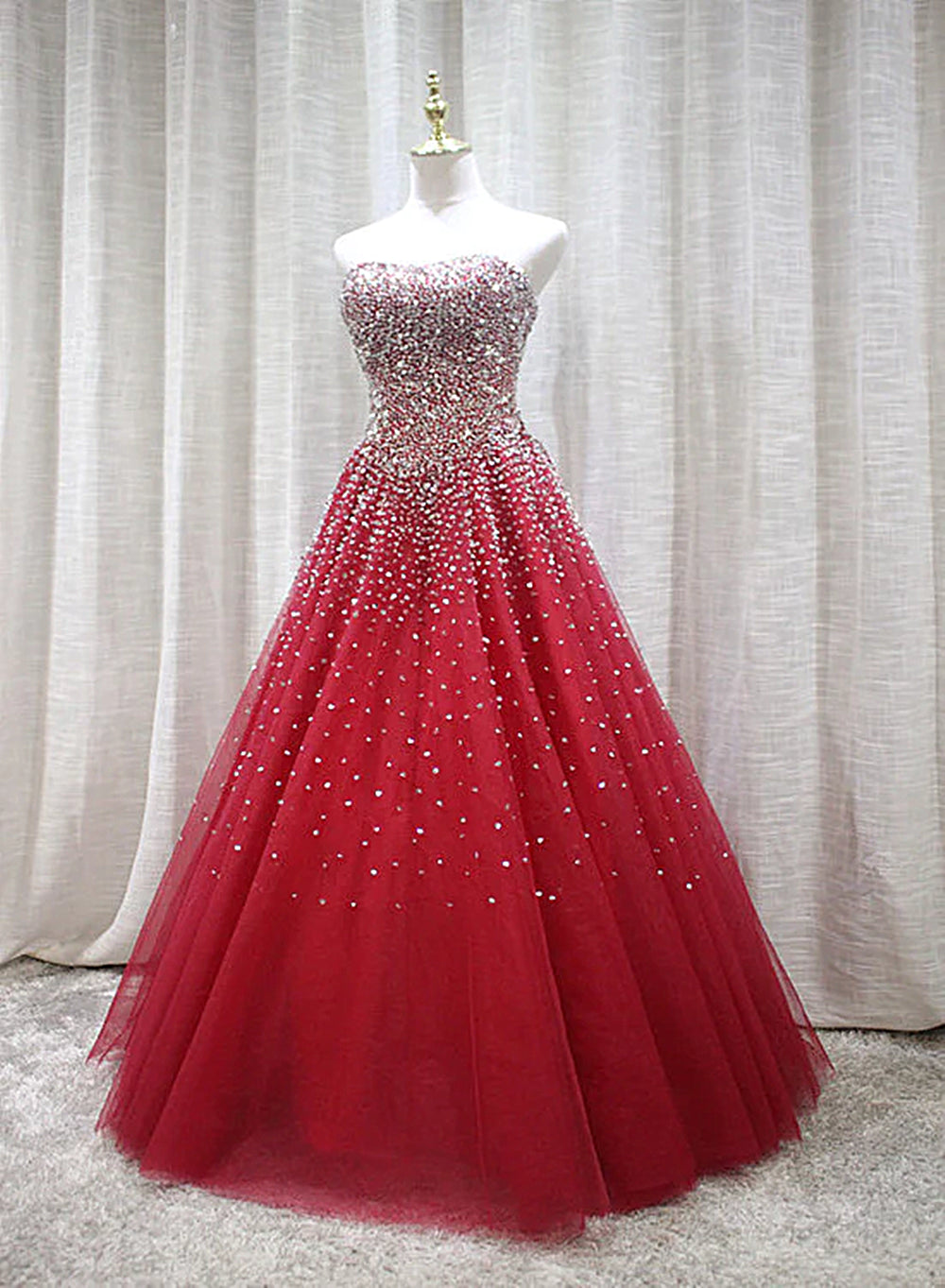 Red Sparkle Prom Dress Outfits For Women , Handmade Charming Formal Gown, Prom Dress