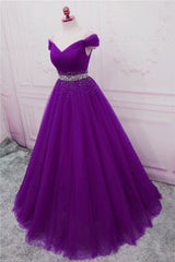 Sequins Sweetheart Long Party Dress Outfits For Girls, Purple Tulle Evening Gown