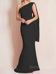 Sheath One-Shoulder Floor-Length Chiffon Mother of the Bride Dresses For Black girls With Ruffles