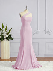 Sheath One-Shoulder Floor-Length Stretch Crepe Bridesmaid Dresses