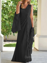 Sheath V-neck Floor-Length Chiffon Mother of the Bride Dresses For Black girls With Ruched