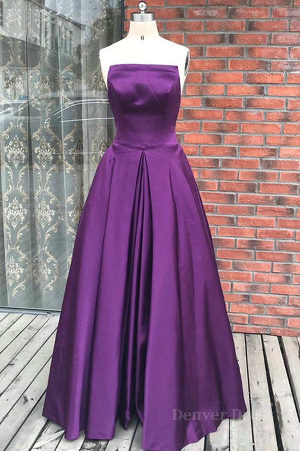 Simple Backless Purple Satin Long Prom Dresses, Backless Purple Formal Dresses, Purple Evening Dresses
