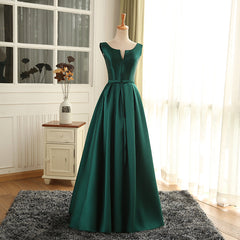 Simple Pretty Green Satin Long Party Dress Outfits For Women Prom Dress Outfits For Girls, Green Evening Formal Dresses