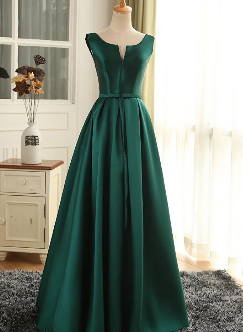 Simple Pretty Green Satin Long Party Dress Outfits For Women Prom Dress Outfits For Girls, Green Evening Formal Dresses