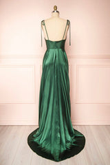 Simple Satin Long A-Line Prom Dress Outfits For Girls, Spaghetti Straps Evening Dress