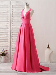 Simple V Neck Long Prom Dress Outfits For Women Backless Evening Dress